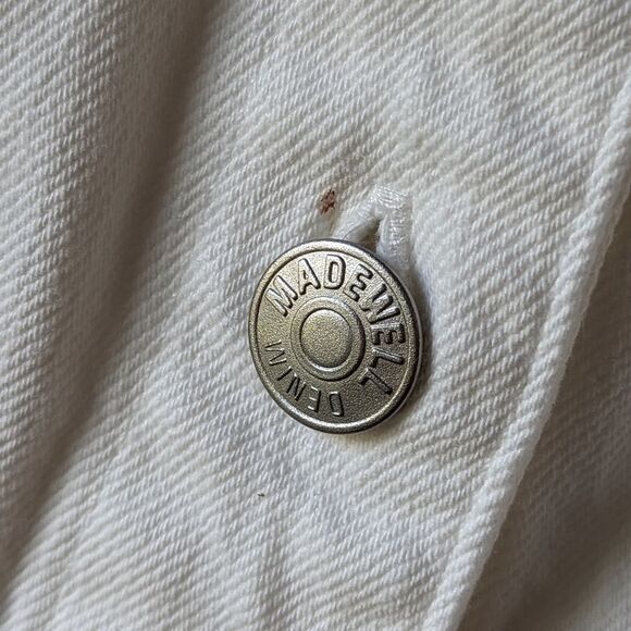 MADEWELL Denim Square Neck Sleeveless Mini Dress in Tile White sz 10 NWT - Picture 14 of 15